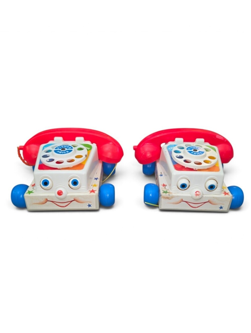 Fisher-Price Chatter Telephone Pull Toy Set White & Red Matching Set 2 pcs